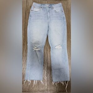 Madewell Light Blue Straight-Leg Distressed Jeans